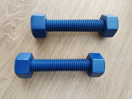 خرید PTFE Coated A193 B7 Stud Bolt with 2 Heavy Hex Nuts 1/4
