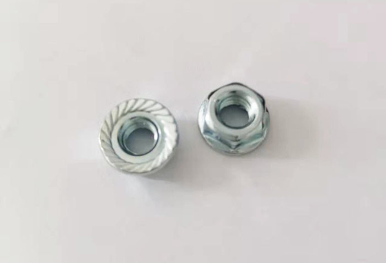 خرید مهره فلنج دندانه دار شش گوش فولادی کربنی گالوانیزه 4.8 درجه DIN6923 online manufacture